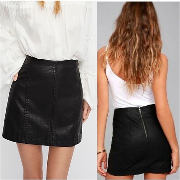 Free People Dresses & Skirts - Free People Modern Femme Vegan Leather Black Skirt